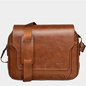 Vegan Deri Postacı Evrak Ve Laptop Çanta 14 İnç Taba
