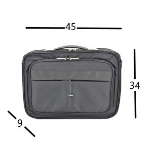 Kilitli Kasalı Kumaş Alet Evrak Ve Laptop Çantası 15 İnç Siyah