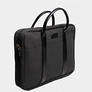 Retro Kanvas 40x29 Evrak Ve Laptop Çantası 15 İnç Siyah