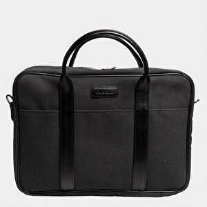 Retro Kanvas 35x23 Evrak Ve Laptop Çantası 13 İnç Siyah