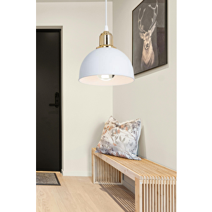 Haus Mini Yarım Küre Gold Kukalı Abs Beyaz Sarkıt Küçük Alanlara Uygun Mutfak Koridor Avize Beyaz