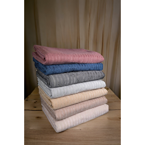 Çizgili Süngerli Kadife Kumaş Kaymaz Çekyat Koltuk Örtüsü 170x210 Bej