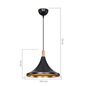 Style Tekli Mika Sarkıt Siyah Gold Ahşap Süs Detaylı Mutfak Avize Cafe Armatür Ofis Depo Aydınlatma