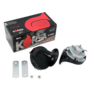 Korsa 12v Tek Fişli İnce Kalın Ses Salyangoz Korna 2'li Takım