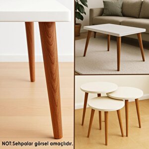 3 Adet Ahşap Ayak 40 Cm Açık Meşe M8 Civatalı Bağlantı Aparatlı Mobilya Tabure Sehpa Masa Destek Ayağı