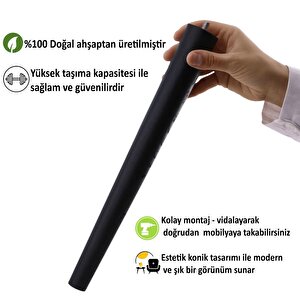 3 Adet Ahşap Ayak 45 Cm Siyah M8 Civatalı Bağlantı Aparatlı Mobilya Tabure Sehpa Masa Destek Ayağı