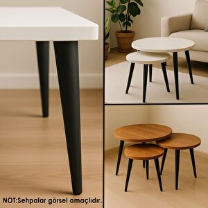 3 Adet Ahşap Ayak 45 Cm Siyah M8 Civatalı Bağlantı Aparatlı Mobilya Tabure Sehpa Masa Destek Ayağı