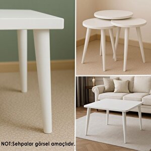 3 Adet Ahşap Ayak 35 Cm Beyaz M8 Civatalı Bağlantı Aparatlı Mobilya Tabure Sehpa Masa Destek Ayağı