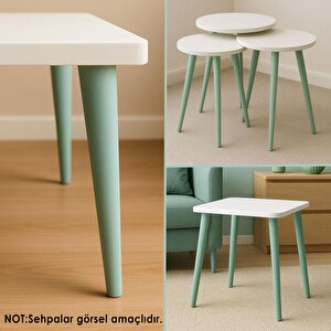 3 Adet Ahşap Ayak 40 Cm Su Yeşili M8 Civatalı Bağlantı Aparatlı Mobilya Tabure Sehpa Masa Destek Ayağı