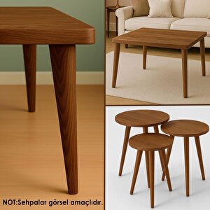 3 Adet Ahşap Ayak 40 Cm Koyu Meşe M8 Civatalı Bağlantı Aparatlı Mobilya Tabure Sehpa Masa Destek Ayağı