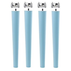 4 Adet Ahşap Ayak 50 Cm Açık Mavi M8 Civatalı Bağlantı Aparatlı Mobilya Tabure Sehpa Masa Destek Ayağı