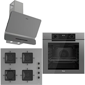 Grey Fryart 3 Lü Ankastre Set ( Qep63cpr - Ss208 - D082-sa ) A++ Sessiz Davlumbaz