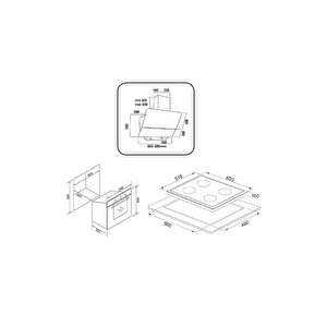 Exep  Plus Li̇ne Si̇yah  3 Lü Ankastre Set (ed401-eo320-ef260)