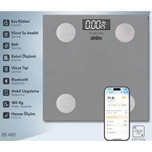Sbs-4469 Bluetooth Dijital Yağ Su Kas Vücut Kitle Endeksi Kilo Ölçer Tartı Baskül