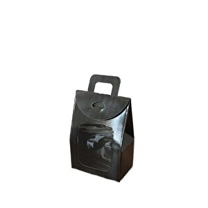 Kına Ve Çerez Çantası Pencereli Karton 7.5x11x4 (20 Adet)  Siyah