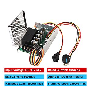 Dijital Göstergeli Takometreli Çift Yönlü İleri Geri Dc Motor Hız Regülatörü 40a 12v24v36
