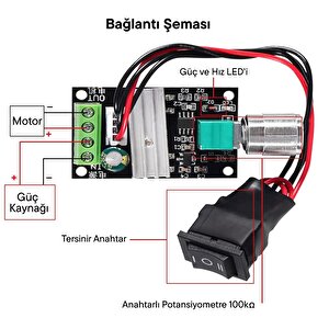 İleri Geri Dc Motor Hız Kontrol Cihazı Pwm Dc 6v12v24v 3a