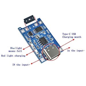 Tp4056 1a Lityum Pil Şarj Modülü Type-c Usb Şarj Korumalı
