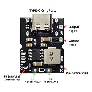Type-c 5v 2a Güç Modülü Şarj Ve Deşarj Entegre Modül 4.2/4.35v Lithium Battery Uyumlu