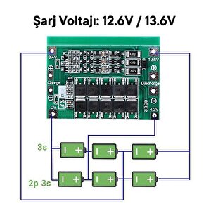 3 Strings 11.1v 12.6v 18650 Lityum Batarya Koruma Devresi