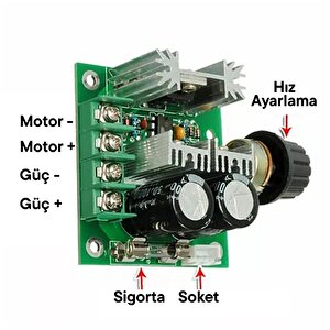 12v-40v Kademesiz Motor Hız Regülatörü 12v-40v 10a