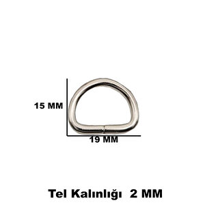 Anahtarlık Montaj Halkası D Çanta Bağlantı Halkası 19x15 Mm (1000 Adet)  Gümüş