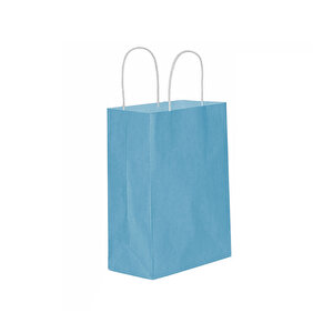 Kağıt Hediye Çantası Düz Renk Büyük Boy 25x31 Cm (25 Adet)  Mavi