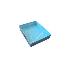 Asetat Kapaklı Karton Kutu Mermer Desenli 12x15x3 Cm (10 Adet)  Mavi