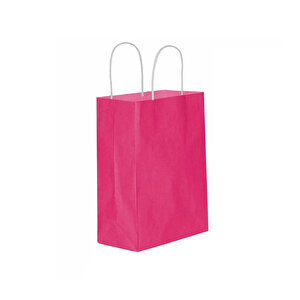 Kağıt Hediye Çantası Düz Renk Büyük Boy 25x31 Cm (25 Adet)  Fuşya