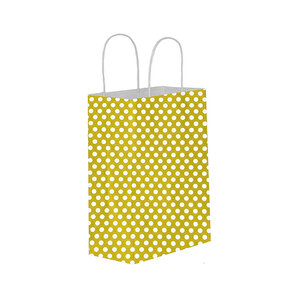 Kağıt Hediye Çantası Puantiyeli Büyük Boy 25x31 Cm (25 Adet)  Puantiyeli  Sarı