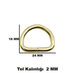 Anahtarlık Montaj Halkası D Çanta Bağlantı Halkası 24x16 Mm (1000 Adet)  Gold