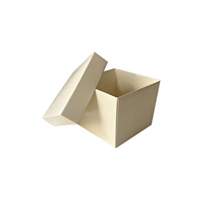 Komple Karton Kutu Düz Renk 8x8x6.5 Cm (25 Adet)  Krem