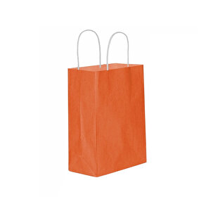 Kağıt Hediye Çantası Düz Renk Büyük Boy 25x31 Cm (25 Adet)  Turuncu