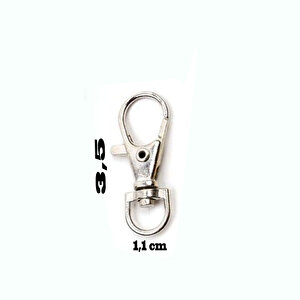 Anahtarlık Klipsi Istakoz Döner Klips Kanca 3.5 Cm (25 Adet)  Gümüş