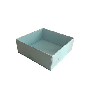Asetat Kapaklı Karton Kutu 12x12x3 (50 Adet)  Mavi