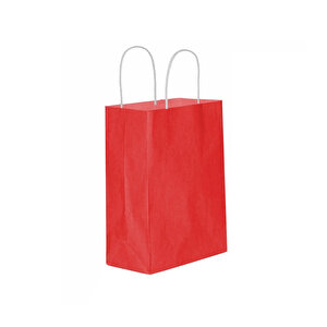 Kağıt Hediye Çantası Düz Renk Battal Boy 31x41 Cm (25 Adet)  Kırmızı