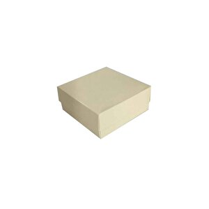 Komple Karton Kutu Düz Renk 8x8x3 Cm (25 Adet)  Krem