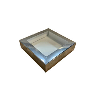 Karton Kutu Pencereli  Havlu Kutusu 25x25x5 (10 Adet)  Gümüş