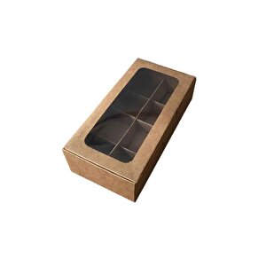 Asetat Pencereli Karton Kutu 20x10x5 Cm 8 Bölmeli Kutu (10 Adet)  Kraft