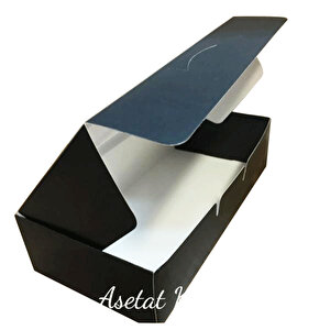 Pencereli Karton Kutu Düz Renk 20x10x5 Cm  (10 Adet) Siyah