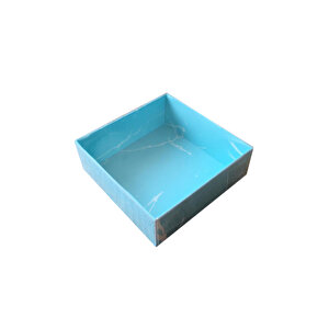 Asetat Kapaklı Karton Kutu Mermer Desenli 8x8x3 (50 Adet)  Mavi
