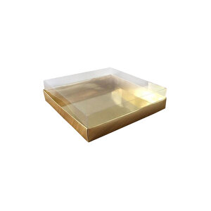 Asetat Kapaklı Karton Kutu Havlu Kutusu 20x20x5  Cm (10 Adet)  Gold