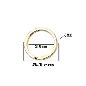 Zincirsiz Boş Yassı Model Anahtarlık Halkası  3.1 Cm (50 Adet)  Gold