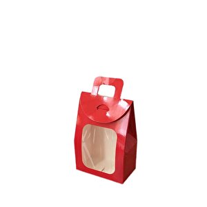 Kına Ve Çerez Çantası Pencereli Karton 7.5x11x4 (20 Adet)  Kırmızı