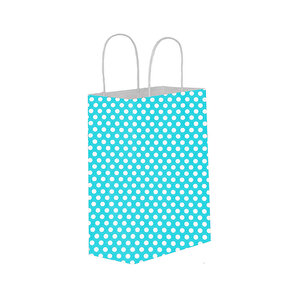 Kağıt Hediye Çantası Puantiyeli Büyük Boy 25x31 Cm (25 Adet)  Puantiyeli Mavi