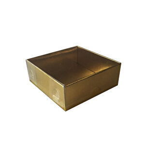Asetat Kapaklı Karton Kutu Düz Renk 8x8x3 (50 Adet)  Gold