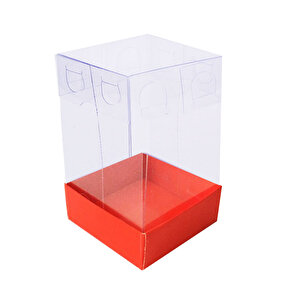 Asetat Kutu Altı Karton 5x5x8 Cm (50 Adet)  Kırmızı