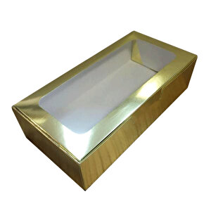 Pencereli Karton Kutu Düz Renk 20x10x5 Cm  (10 Adet) Gold