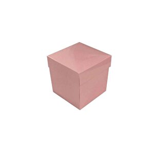 Komple Karton Kutu Düz Renk 7x7x7 Cm (25 Adet)  Pembe