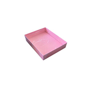 Asetat Kapaklı Karton Kutu Mermer Desenli 12x15x3 Cm (10 Adet)  Pembe